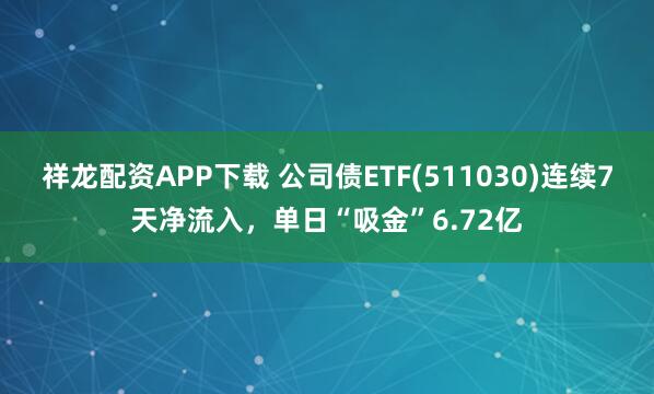 祥龙配资APP下载 公司债ETF(511030)连续7天净流入,单日“吸金”6.72亿
